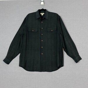 Tommy Bahama Silk Button Up Sz Medium Dark Grey Wooden Buttons